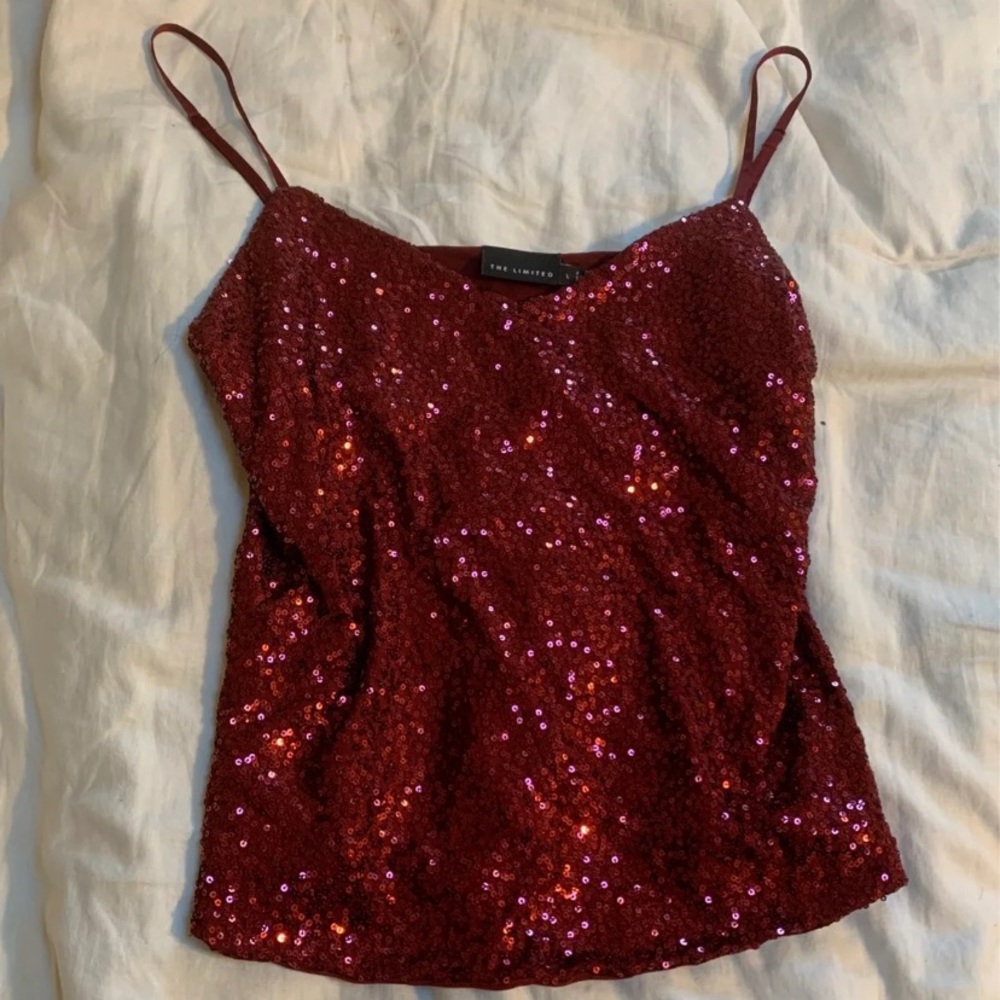 The limited red sparkly tank top